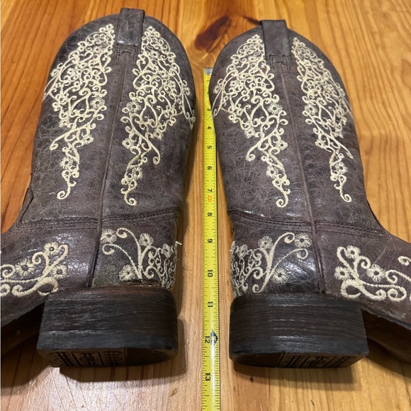 Corral Crater Bone Embroidery Square Toe Cowgirl Cowboy Boots A2663 Womens 6 M - Picture 14 of 15